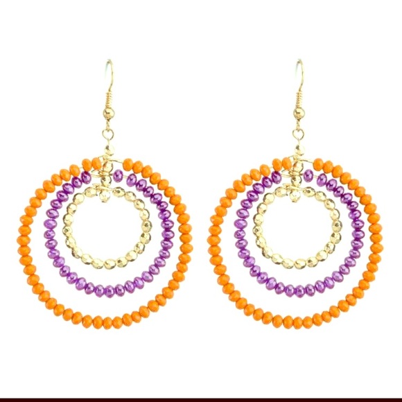 Triple Hoop Earrings (orange/purple) - Picture 1 of 1